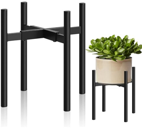 Plant Stand,Adjustable Metal Plant Stand for 21-35CM Plant Pot,Easy Assembly Plant Rack Mid Century Stylish Display,Flower Pot Corner Plant Stand for Home Garden Indoor Outdoor Decoration(Black)