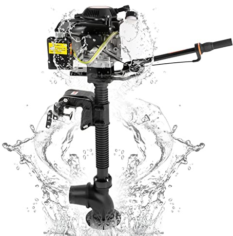 Hanmorfarbi 4-Stroke 4 Horsepower Jet Pump Outboard Motor, Air-Cooled Thruster, Marine Engine Motor, Assault Boat Mounted Engine, 2900w55cc 4-Stroke Jet Pump Outboard Motor