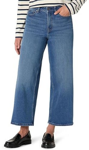 Amazon Essentials Jean Jambes Larges, Taille Haute et Faible Élasticité Femme, Bleu Moyen Vintage, 42-44