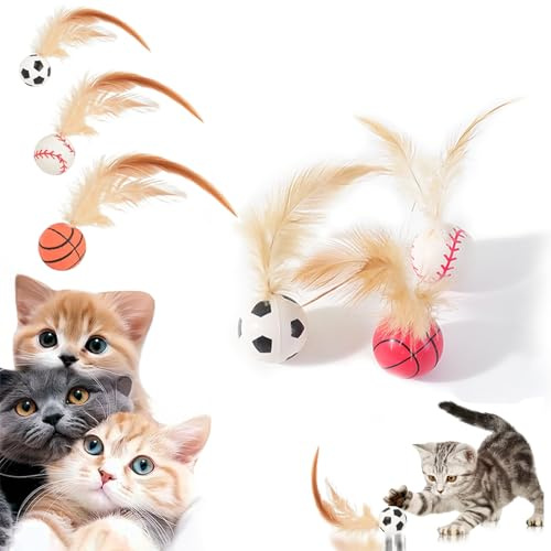 Glvomazty Balle rebondissante - 3 Pcs - Jouet pour Chat Interieur- Attire Instincts de Chasse - Jeux Indoor Idéal - Balle interactive Chat - pour Kittens et Chats Adultes