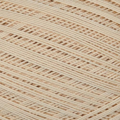 #10 Premium Mercerised Egyptian Cotton Crochet Thread - 3 Ply Pearl-Effect Finish - Soft, Strong & Lustrous - 100g - Daisy Crochet Cotton 466 Champagne