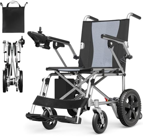 ZIIVIE VS Elektrorollstuhl Faltbar Leicht, Elektrischer Rollstuhl Schmal für Wohnung, Rollstuhl mit 20km Reichweite un 130kg Tragkraft,Leichter Elektrischer Rollstuhl, Elektromobil für Senioren (12Ah)