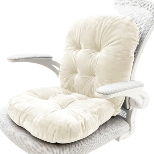 Peelanmall Coussins pour chaise de jardin à dossier haut, 45 x 38 x 42 cm, extra épais, rembourrés, doux, avec un dossier confortable (blanc)