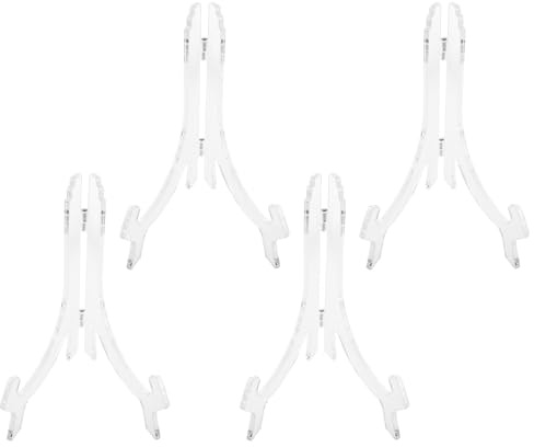 GARVALON Supporto Portapiatti Trasparente in Plastica 16 Cm, Cavalletto Ornamentale Regolabile per Esposizione Piatti e Portafoto da Tavolo, Set da 4 Pezzi per Decorazioni Casa, Feste