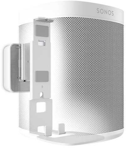 Vogel's Sound 4201 Lautsprecher Wandhalterung für Sonos One (SL) und Play:1, Max.5 kg, Neigbar -30°/+30°, Schwenkbar bis zu 70° (Links/rechts), Weiß, 1 Halterung