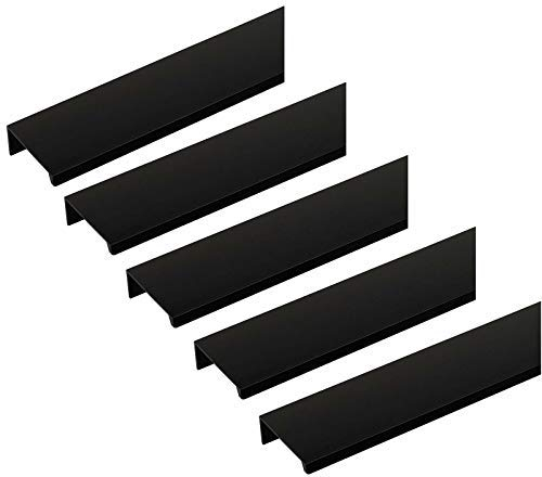 SOTECH 5 Stück Möbelgriffe Blankett Jane 380 mm schwarz BA 3 x 112 mm Schrankgriffe zur Montage an der Frontinnenseite inkl. Befestigungsschrauben