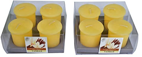 Lot De 8 Bougies Votives Decoratives Parfumées, Anti Tabac, Livré Dans Leur Coffret, Pour La Decoration de L'Intérieur De votre Maison Et pour Créer Une Ambiance. Ivoire,Parfum Vanille 4x6cm Duree 10h