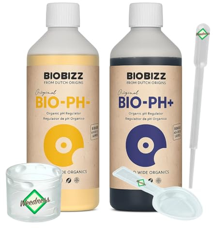 BioBizz Bio pH-Minus 250 ml + pH+Plus 250 ml - pH Lifter Grow Odling Inomhus Utomhus Gödselmedel Flytande Lift