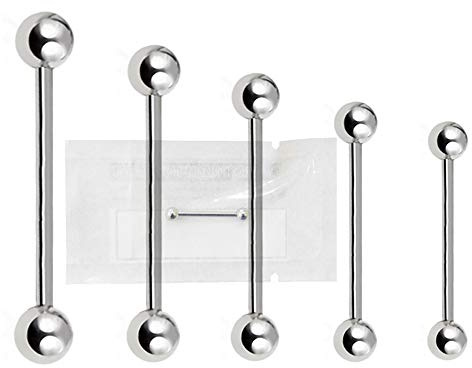 WARRIOR Piercing alla Lingua Sterile Barre Barbell Bilaciere in Titanio G23 Misura 14G(1.6mm) con Due Sfere 6 mm Confezione Singolo Pezzo PTL-001 (25 mm)