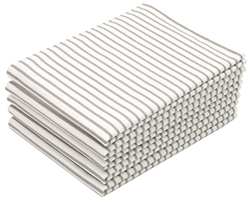 ZOLLNER 5er Set Geschirrtücher Baumwolle in 50x70 cm - saugstarke und strapazierfähige Küchentücher - waschbar bis 60°C – in weiß Taupe gestreift - Gastronomiequalität - Oeko Tex® Zertifiziert