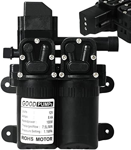 SDYGDB Water Pump Diaphragm 160PSI 12V DC Water High Pressure Diaphragm Water High Pressure Diaphragm Electric Multifunctional Diaphragm Water Pump 7.5L/min for Camping Boat(Black)