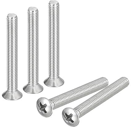 QUARKZMAN M5x40mm Tornillos Máquina Phillips Cabeza Ovalada, 25uds Acero Inoxidable 304 Cabeza Avellanada Ligeramente Elevada