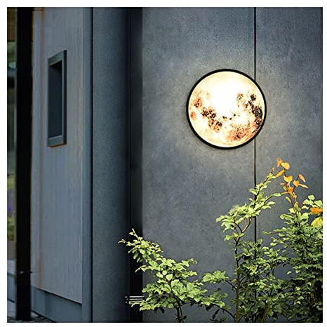 Wandlampe Außen Außenmond-LED-Wandleuchte, romantische Mond-Atmosphärenlampe, kreative moderne Mond-Veranda-Wandleuchter, Wandmontage-Leuchten for den Außenbereich, Villa, Hotel, Laterne(30*5cm)