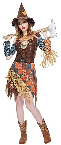 EraSpooky Disfraz de espantapájaros para mujer espantapájaros espeluznante para adultos disfraz de Halloween