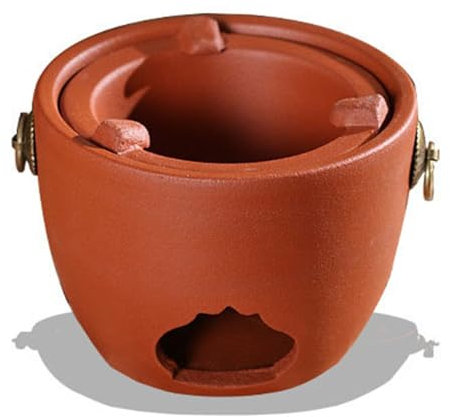 Stufa Argillosa in Argilla Rossa, Piccola Stufa Barbecue in Argilla, Portatile Stufa a Carbone di Argilla, 16x12cm, Aspetto Elegante, Decorazioni in Ceramica, per la Casa