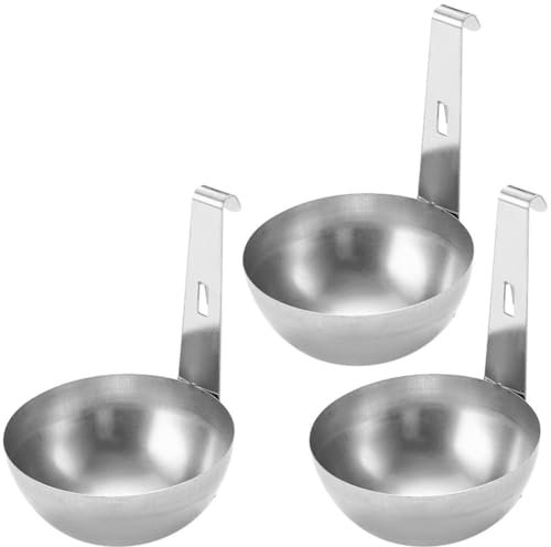 Lpitoy Pocher À Oeufs en Acier Inoxydable, 3 Pièces Machine À Oeufs Pochés Parfaite, Cuiseur À Oeufs Rond pour Outil De Cuisine De Petit Déjeuner Coquetiers Pochés