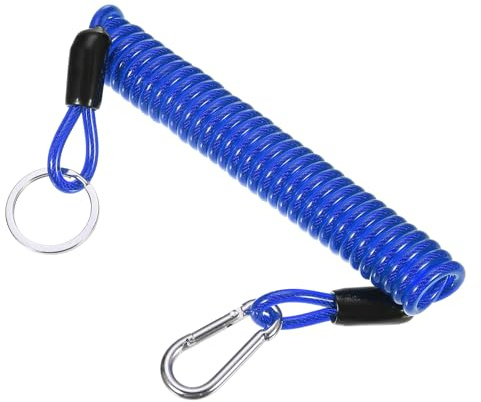 PATIKIL Cavo Emergenza Rimorchio 5Ft, Cavo Sicurezza Freno Emergenza Rimorchio Cinghie Cavi Traino a Molla Filo a Spirale con Clip Rimorchio per Interruttore Emergenza Blu