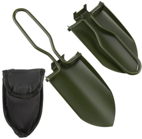Pala Plegable Compacta de Acero Inoxidable para Jardín y Exterior, Mini Pala Jardin con Bolsa de Transporte para Camping, Senderismo y Más