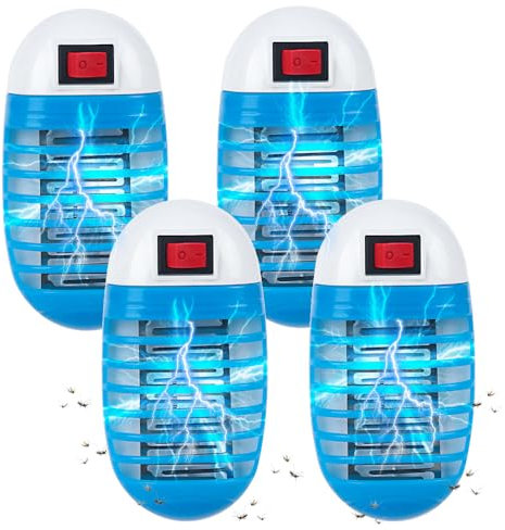 XEERUN 4 Stück Mückenlampe, Insektenvernichter Elektrisch, UV-Insektenfalle, Fliegenfalle Elektrisch, MüCkenschutz Steckdose für Fliegen, Mücken, Motten, Küche, für Schlafzimmer, Indoor