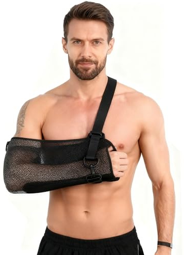 HUVZOR 1 pezzo Mesh Tutore Braccio Ingessato Traspirante Regolabile Supporto per Braccio Con Gommapiuma, Destra/sinistra, Adatto per Lesioni da Polso, Gomito e Braccio(con vassoio)