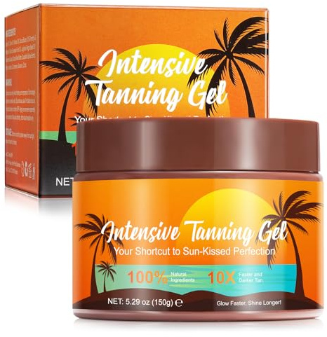 Intensive Tanning Gel, Natural Tanning Accelerator Cream for Sunbeds & Outdoor Sun, Hydrating Sun-Kissed Glow for All Skin Types 150g