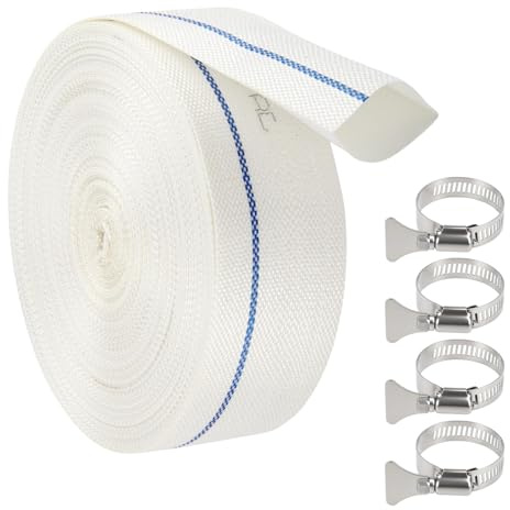 LEIMEND Tubo in Tessuto Piatto 38 MM (Ø 1 1/2) 20 M- Tubo Ad Alta Pressione per Pompe Sommerse Pompe per Acque Luride e Irrigazione Resistente ai Raggi UV Flessibile e Durevole