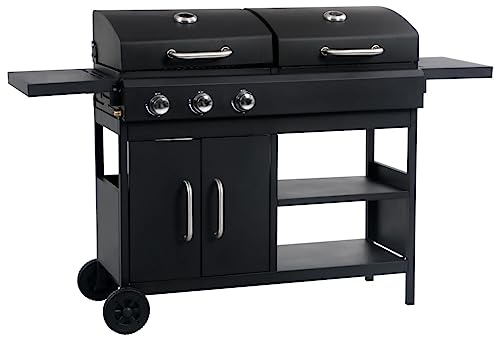 Mokuyary Barbecue gril combo à gaz et au charbon avec 3 brûleurs Jardin