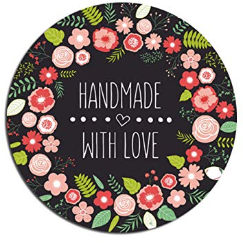 50 Sticker Handmade, Aufkleber Handmade, Made with Love Sticker