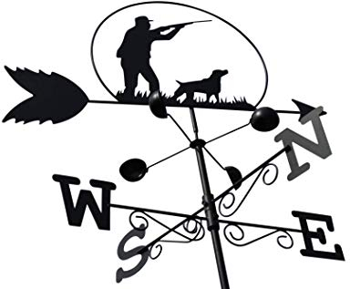 Olive Grove Wetterfahne Jäger, lackiertes Metall, schwarz