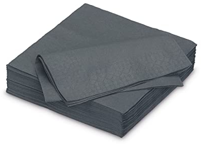 Servietten aus Papier 25x25cm 50 Stück - FARBAUSWAHL in 25x25/33x33/40x40cm - Einweg Cocktailservietten 2-lagig - Einfarbige Papierservietten für Hochzeit, Geburtstag und Alltag - Anthrazit