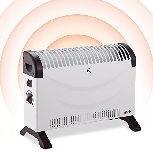 White 2kW Portable Convector Low Energy Heater - Ideal Low Cost Heating Solution - Provides A Gentle Heat - 3 Heat Settings And Variable Thermostat