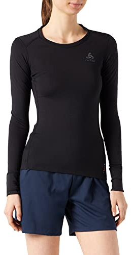 Odlo Women Functional Underwear Long Sleeve Shirt 100 Percent MERINO 200 GRAMM, black - black, M