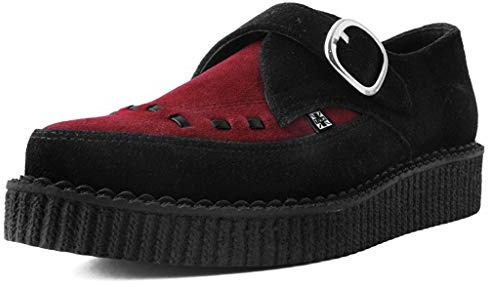 T.U.K Dam A8139 Spetsig Creeper, Svart vinröd mocka, 6 UK Men/ 7 UK Women
