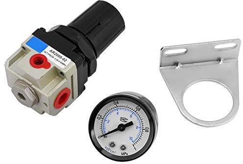 Régulateur pneumatique de filtre, régulateur de pression de filtre d'unité de traitement de gaz de source d'air AR2000-02 G1/4 avec jauge pour réguler la pression de