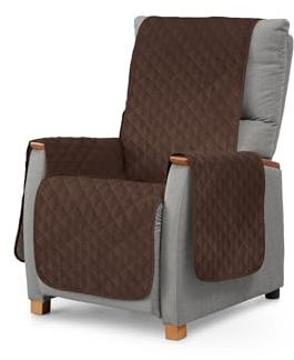 Textilhome Funda Sofá Circus - 1 Plaza - Cubre Sillón Relax Reclinable y Orejero Reversible | Protector Acolchado, Lavable y Resistente contra Manchas, Arañazos y Desgaste – Color Marrón