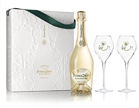 Perrier-Jouët Blanc de Blancs Champagne, 75 cl with 2 Flutes, white