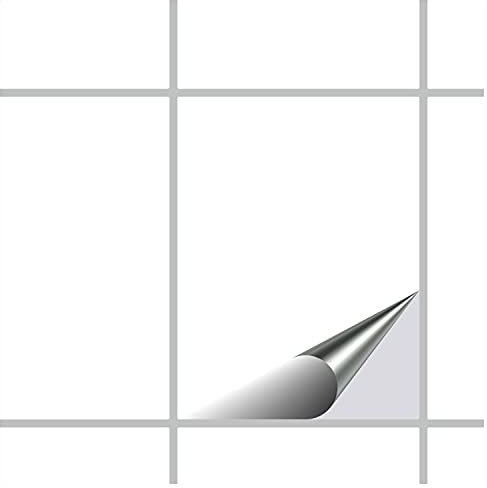 FoLIESEN Fliesenaufkleber - PVC-frei - 15x20 cm für Bad, Küche, Badezimmer - Fliesen-Folie selbstklebend - 5 Klebefliesen, .:Weiß matt