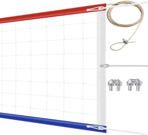 Professionellt volleybollnät utomhus kraftigt, förlängt flygplansvajer, uppgraderat vädermotstånd, tjockare kant för inomhus utomhus trädgård pool skola strand 32 x 3 fot (endast nät)