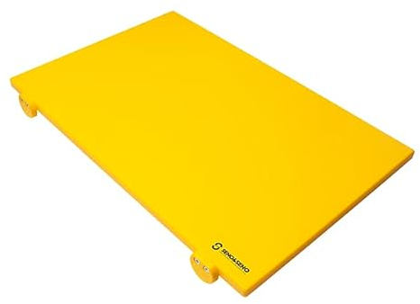 SENO & SENO Tabla de cortar rectangular de cocina de polietileno con topes | Superficie antiadherente y resistente a los golpes | Disponible en diferentes tamaños y colores (amarillo)