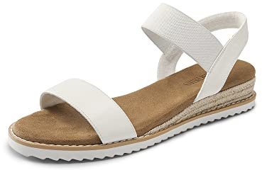 DREAM PAIRS Sandalia de Vestir Mujer Cuña Zapatos de Tacón BajoAlpargatas Clásicos de Punta Redonda con Hebillas y Tiras Verano Blanco SDPW2310W-E Talla 37 (EUR)