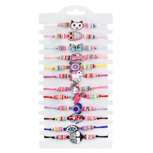 SAVOSWEET Friendship Bracelets for Girls 12 pack Adjustable Handmade,Braided Bracelets Woven Bracelets Jewellery Party Bag Fillers for Girls Boys Kids Children (Style A)