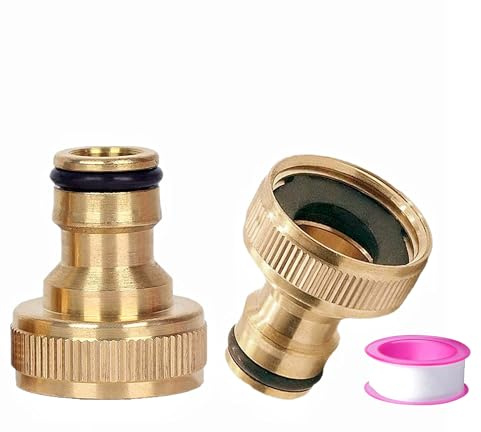 2 Pack Garden Hose Tap Connector - 3/4 inch Brass Female Threaded Tap Connector for Hosepipe, Threaded Faucet Adapter(set6)