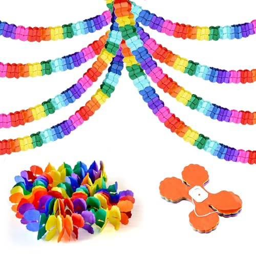 8 Stück Bunte Luftschlangen Girlande Girlanden Bunt Papier Girlande Partygirlanden Hängenden Deko fur Hochzeit Abschlussfeier Geburtstag