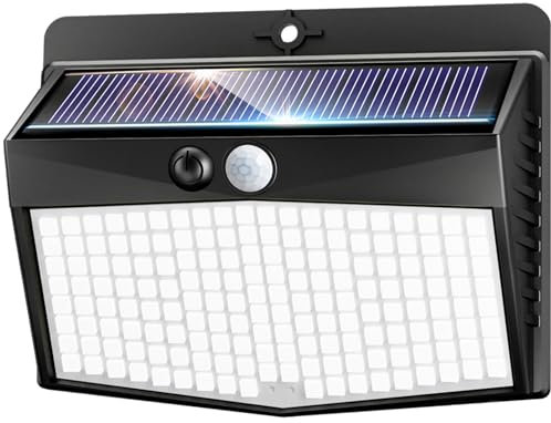 nifipy Faretti Solari a Led da Esterno, 168LED Faro LED Esterno con Sensore Movimento, IP65 Impermeabile Luce Solare LED Esterno, 3 Modos Lampada Solare da Giardino, Garage, Parete -1 Pezzi