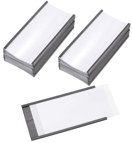 PATIKIL Magnetisk etiketthållare 10 cm x 5 cm med pappersinsatser, 25 st C kanal magnetiska arkivskåp etiketter hylla datakorthållare skyltar för metallställ hyllor whiteboard verktygslåda