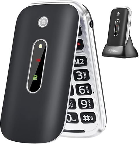Melefon Klapphandy für Senioren, entsperrtes Seniorenhandy mit großer Tasten, Farbdisplay, SOS-Notruftaste, Ladestation, Akku mit Langer Standby-Zeit