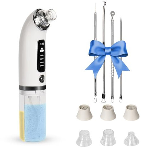 Pulitore per i punti neri, 4 modalità di rimozione dei punti neri, con serbatoio dell'acqua visibile, 6 punte di aspirazione naso, acne, brufoli, grasso