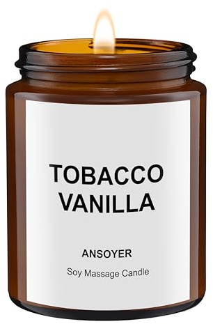 La bougie de massage ANSOYER est hydratante et nourrissante, pour un spa à domicile, 128g (Vanille Tabac)