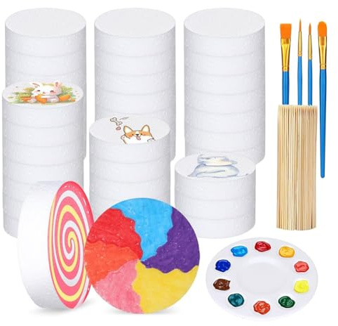 Janasiba Discos de Espuma y Poliestireno de 4 Pulgadas, Círculos de Espuma para Manualidades y Muñecos para Pasteles, Círculos Redondos de Espuma para Bricolaje y Discos de Espuma