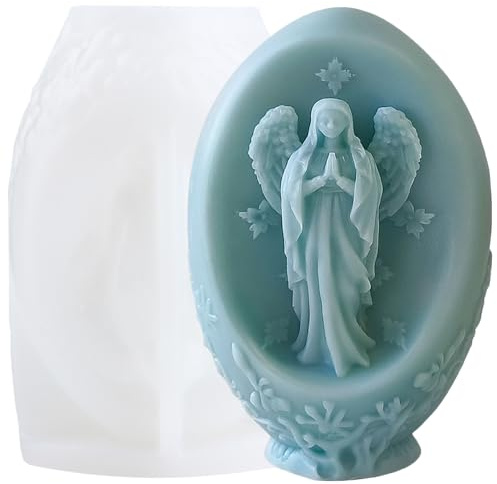 XIAOSHUI Moule à bougie en forme d'œuf de Pâques Vierge Marie - En silicone - Moule en résine de Pâques - Pour bougies de décoration d'intérieur - Moule d'aromathérapie - Bougies en plâtre - Argile